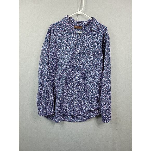 Fairlane & Sons Other - Fairlane & Sons 100% Cotton Blue Tiny Floral Long Sleeve Button Up Shirt Mens XL